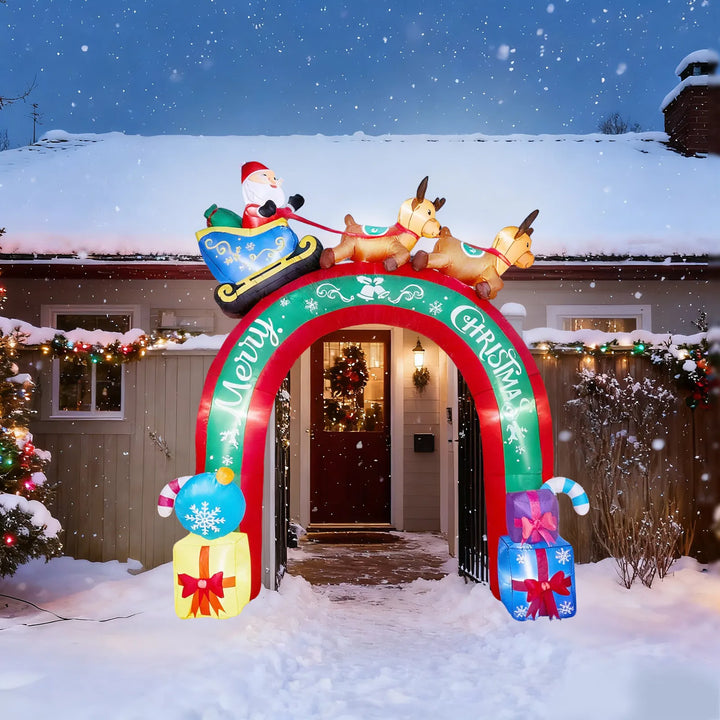 Inflatable Christmas arch with reindeer and sleigh