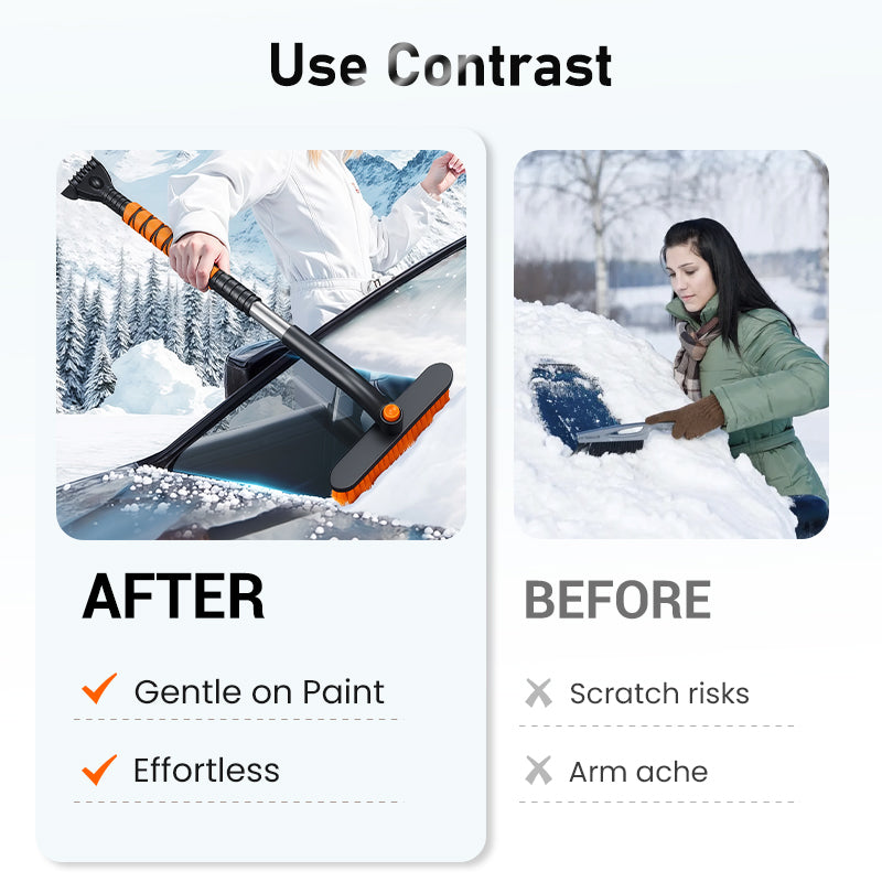 3-in-1 Extendable Snow Brush and Ice Scraper with Pivoting Head