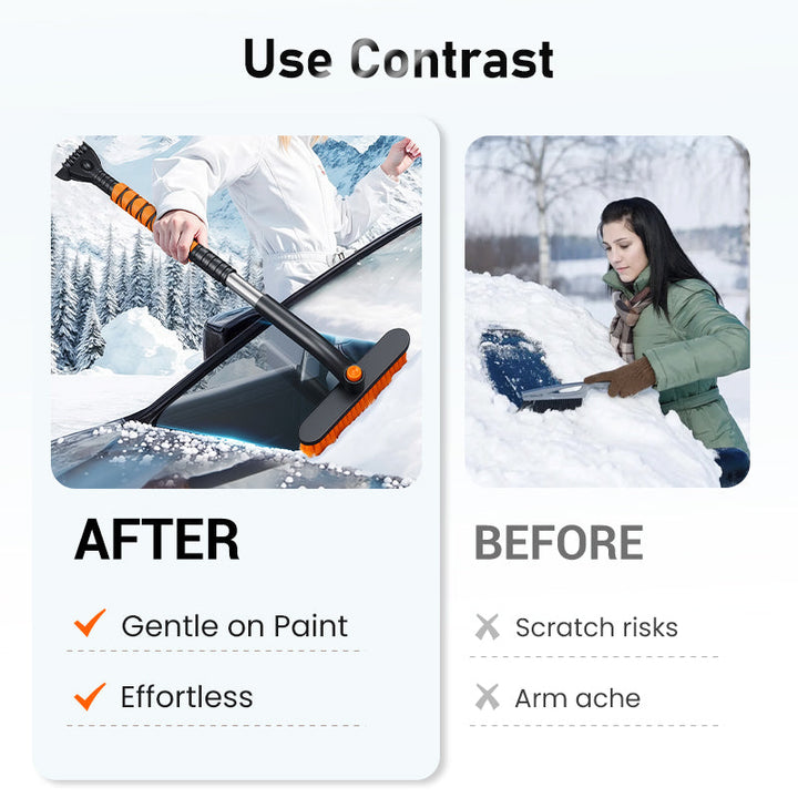 3-in-1 Extendable Snow Brush and Ice Scraper with Pivoting Head