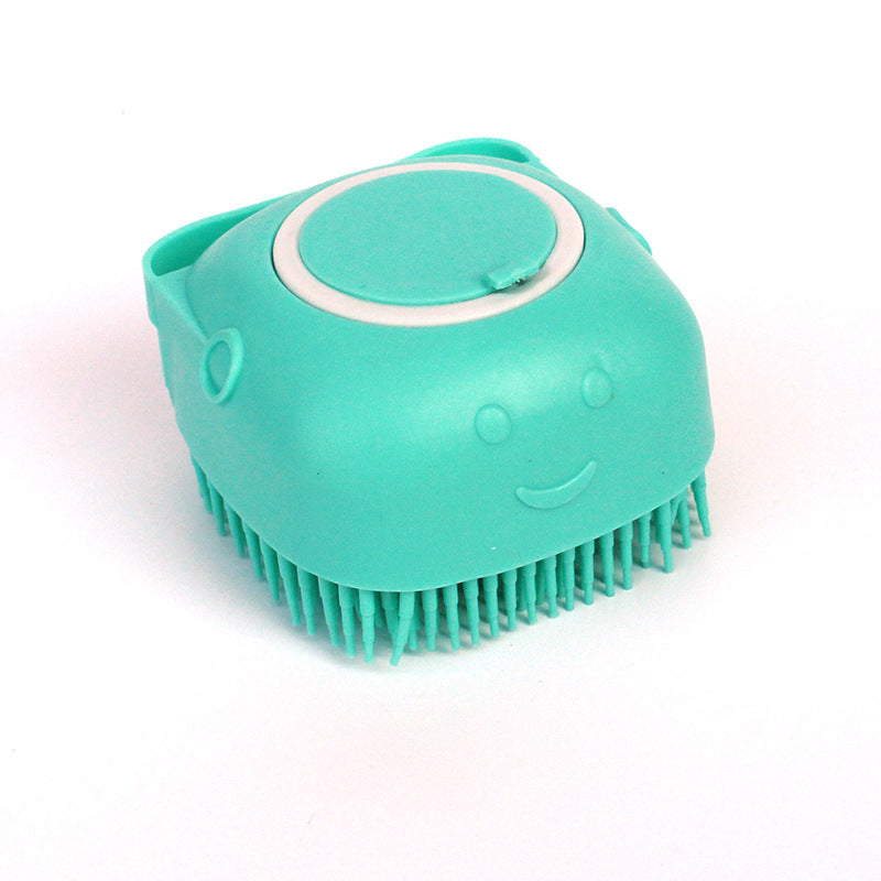 Silicone pet bath brush with shampoo chamber