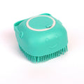 Silicone pet bath brush with shampoo chamber