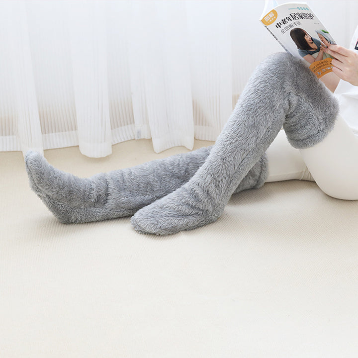 Fuzzy lilac over-the-knee plush socks