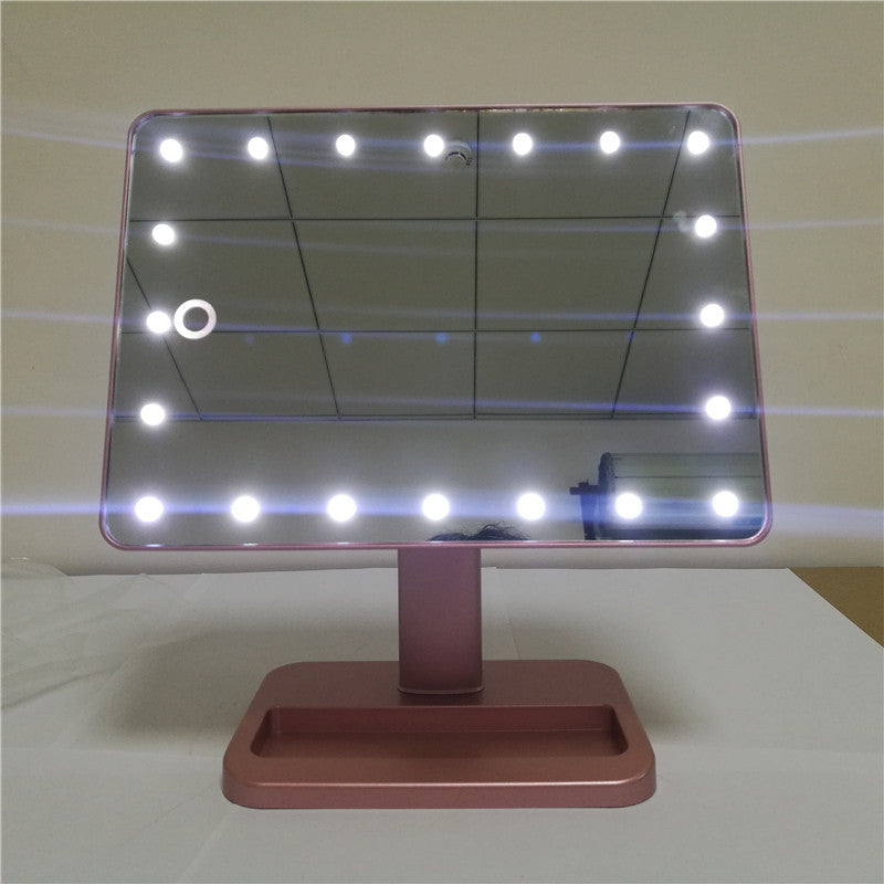 Rose gold lighted makeup mirror