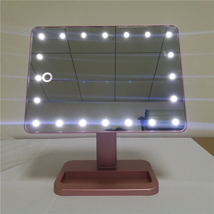 Rose gold lighted makeup mirror
