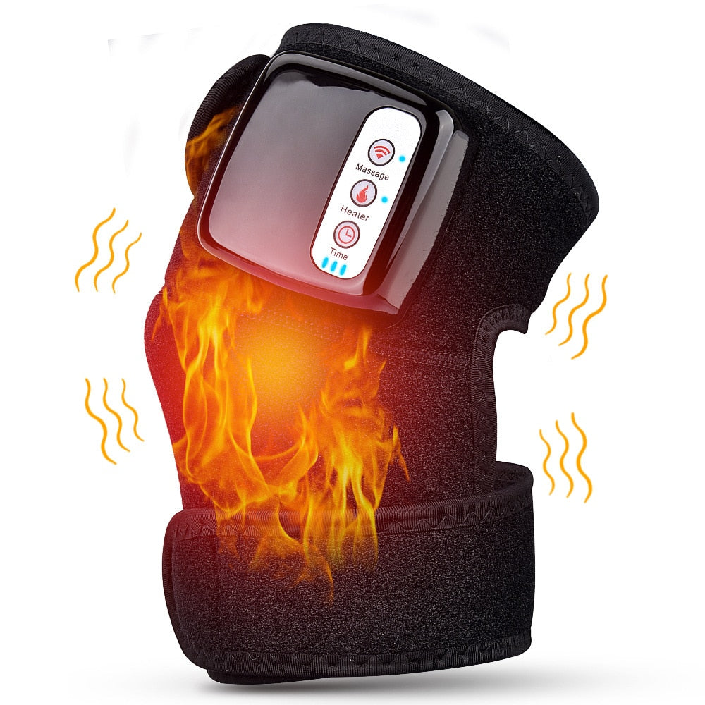 Black heated vibration wrap on knee