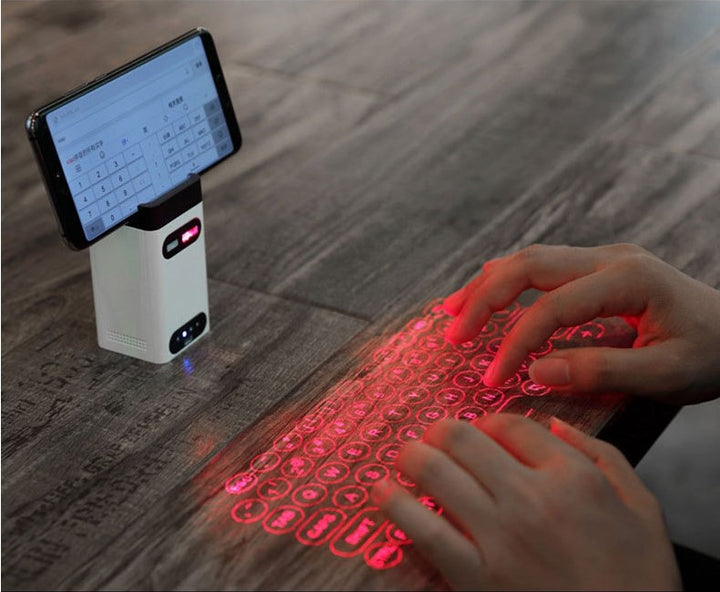Laser projection keyboard on a table