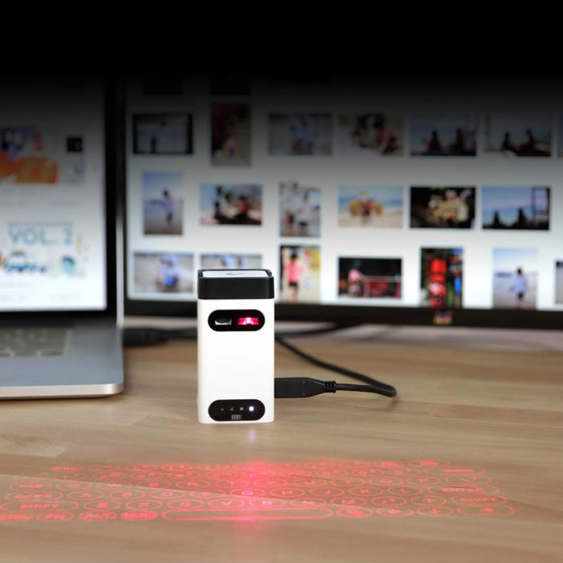 Laser projection keyboard on a table