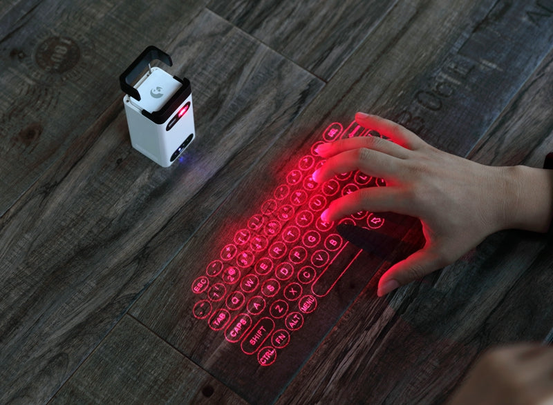Laser projection keyboard on a table