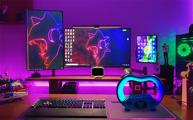 Black smart LED lamp with wireless charger