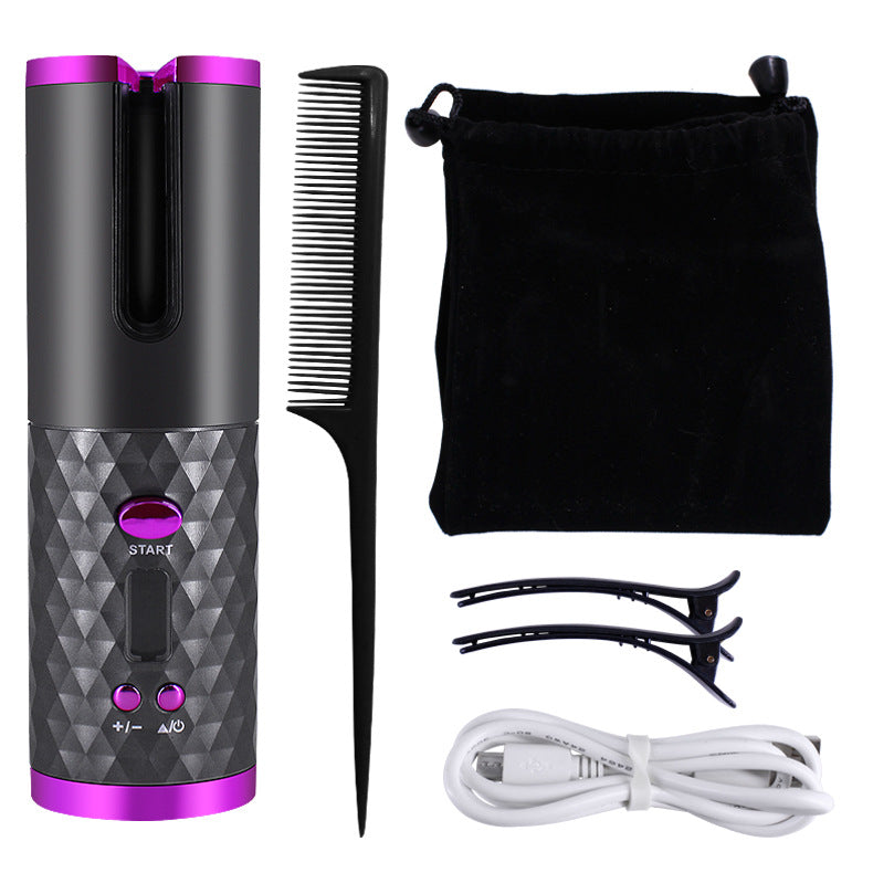 Cordless automatic rotating hair curler