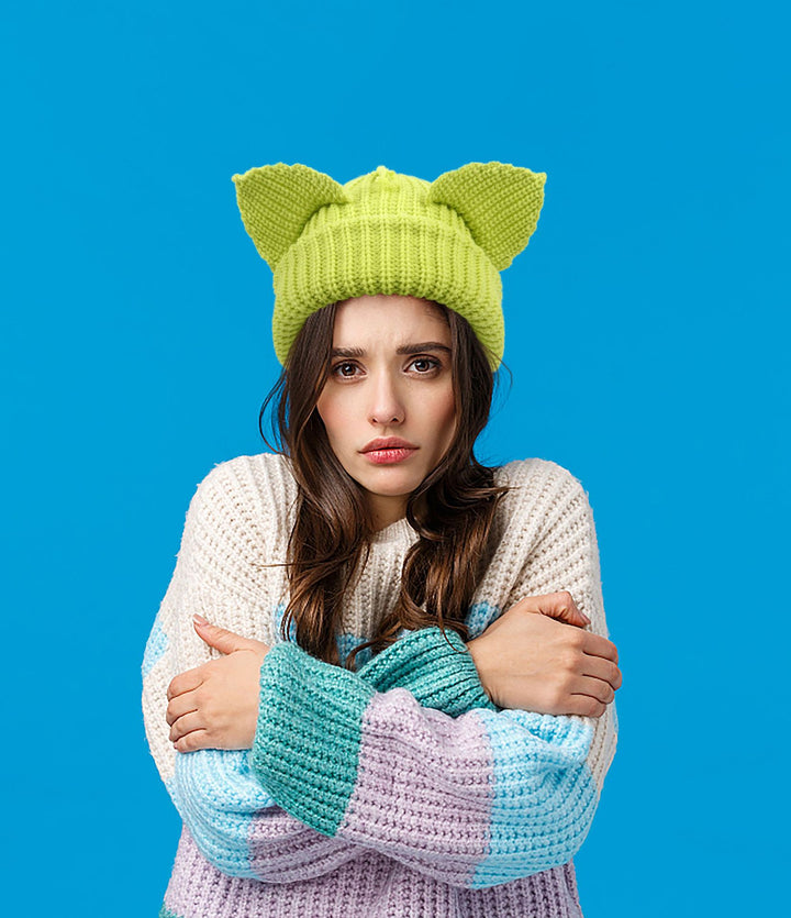Chunky knit cat ear beanie