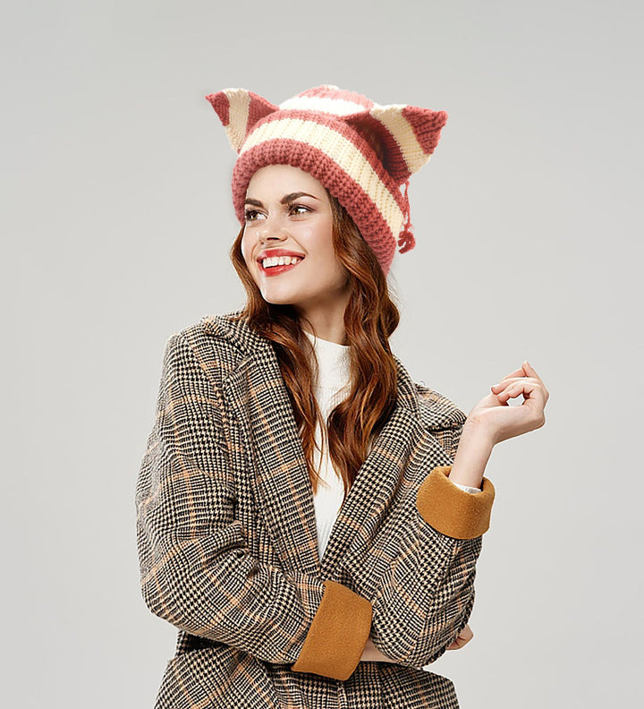 Chunky knit cat ear beanie