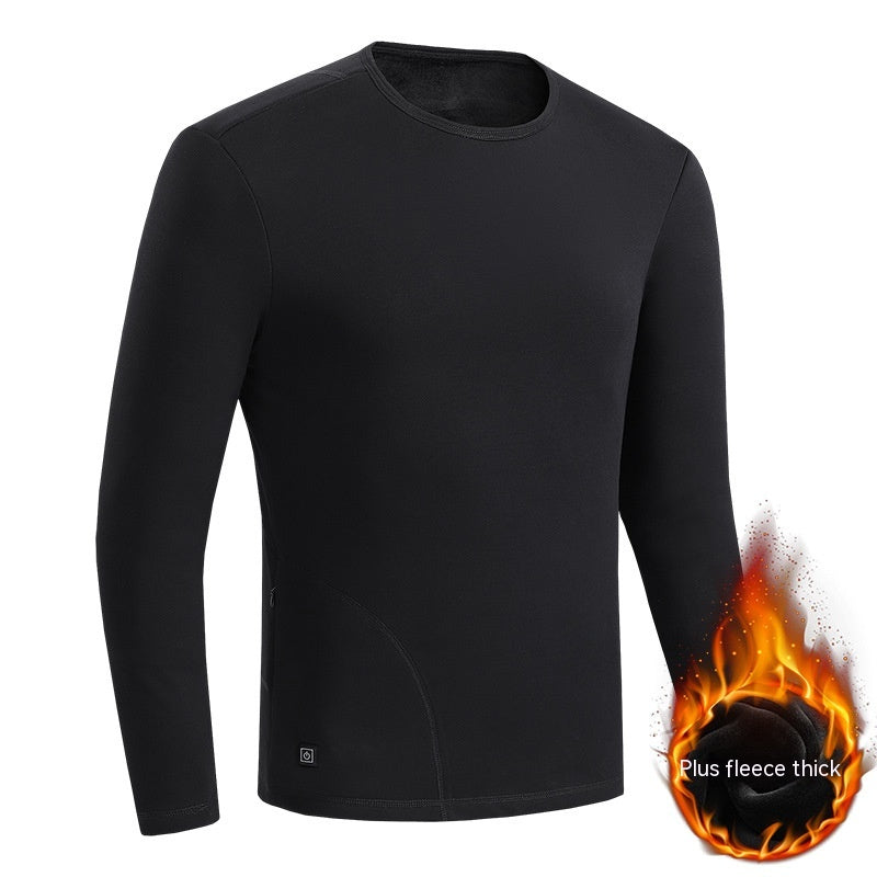 Black heated thermal underwear set with USB cable