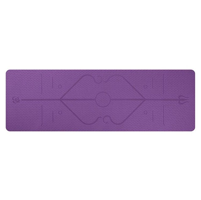 Hendrano Non Slip TPE Yoga Mat with Body Alignment Lines