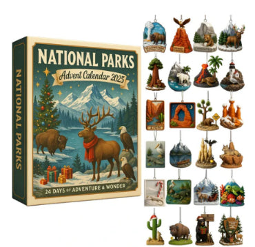 Advent calendar box with acrylic Christmas ornaments