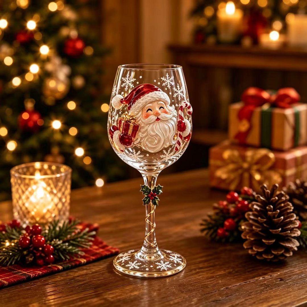 Christmas wine glass with Santa stem