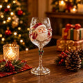 Christmas wine glass with Santa stem