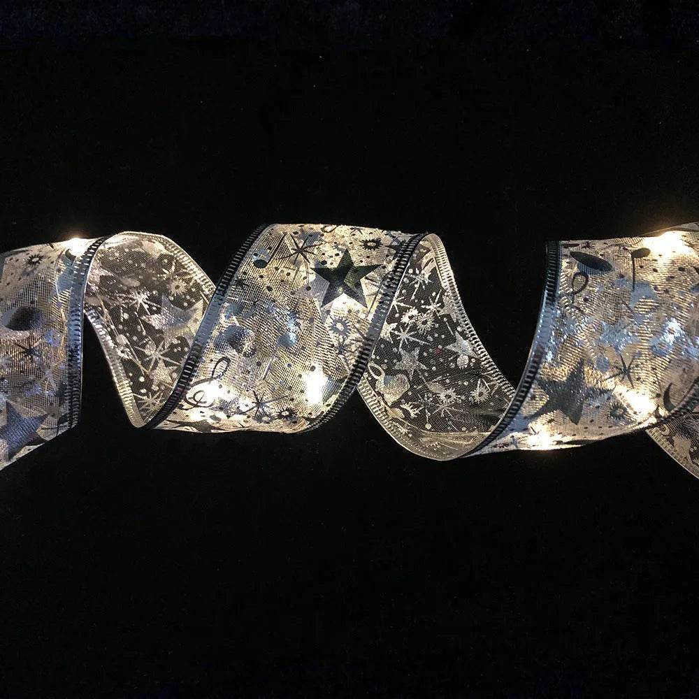 Double-Layer Christmas Ribbon with 50 Built-In LED Lights