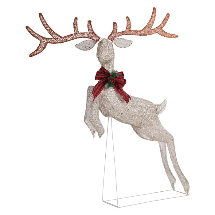 Hendrano 5 ft Lighted Jumping Reindeer with Red Bow
