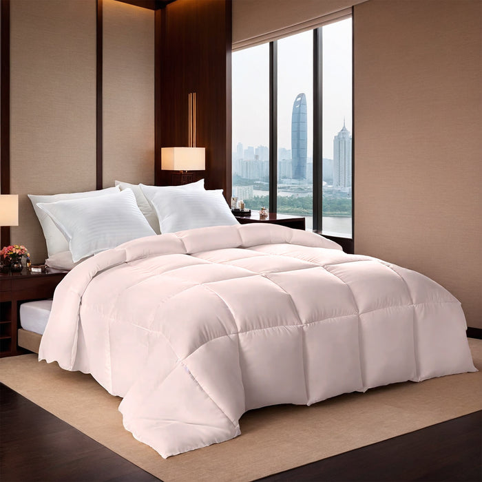 Hendrano Pink Box Stitched Comforter with Plump Warm Fill