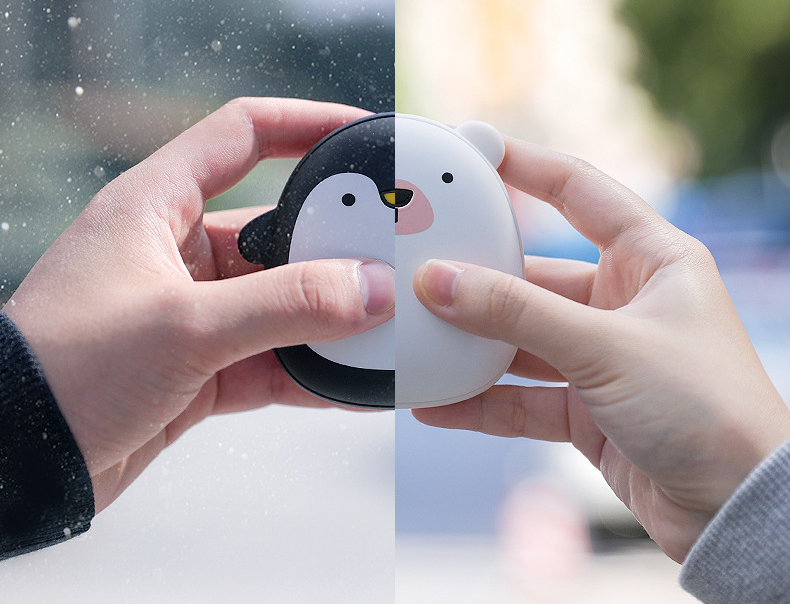 Cartoon Penguin and Polar Bear Hand Warmer, USB Rechargeable