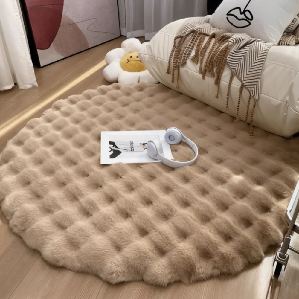 Round Fleece Rug 90x90 cm Soft Anti-Slip