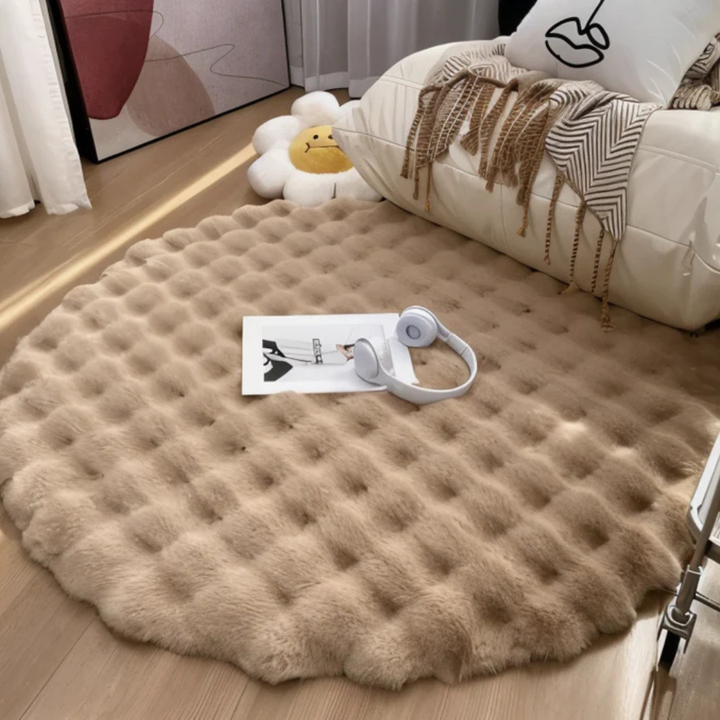 Round Soft Fleece Rug 35 in with Non-Slip Backing