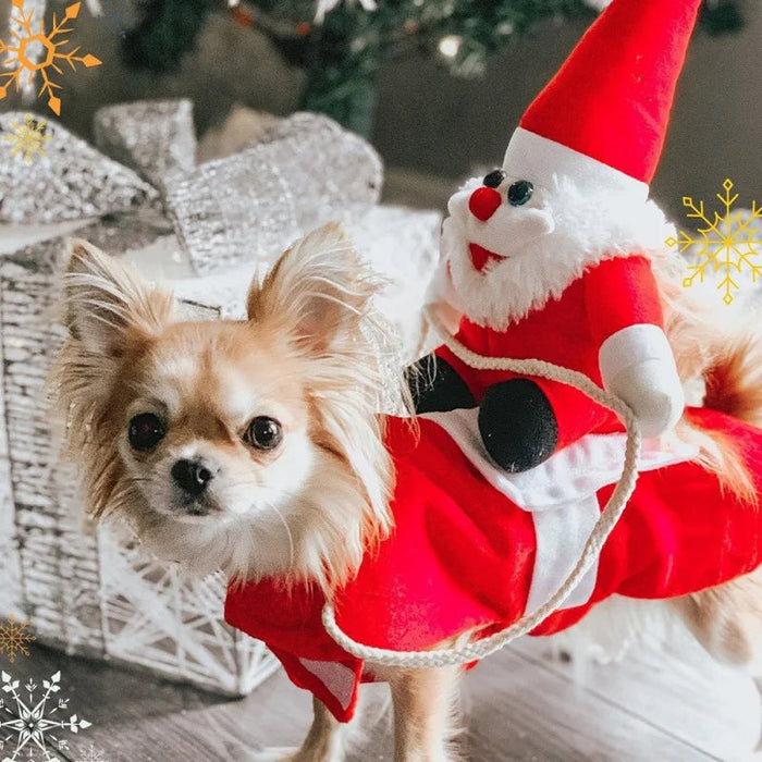 Hendrano™ Santa Riding Dog Christmas Costume with Adjustable Straps