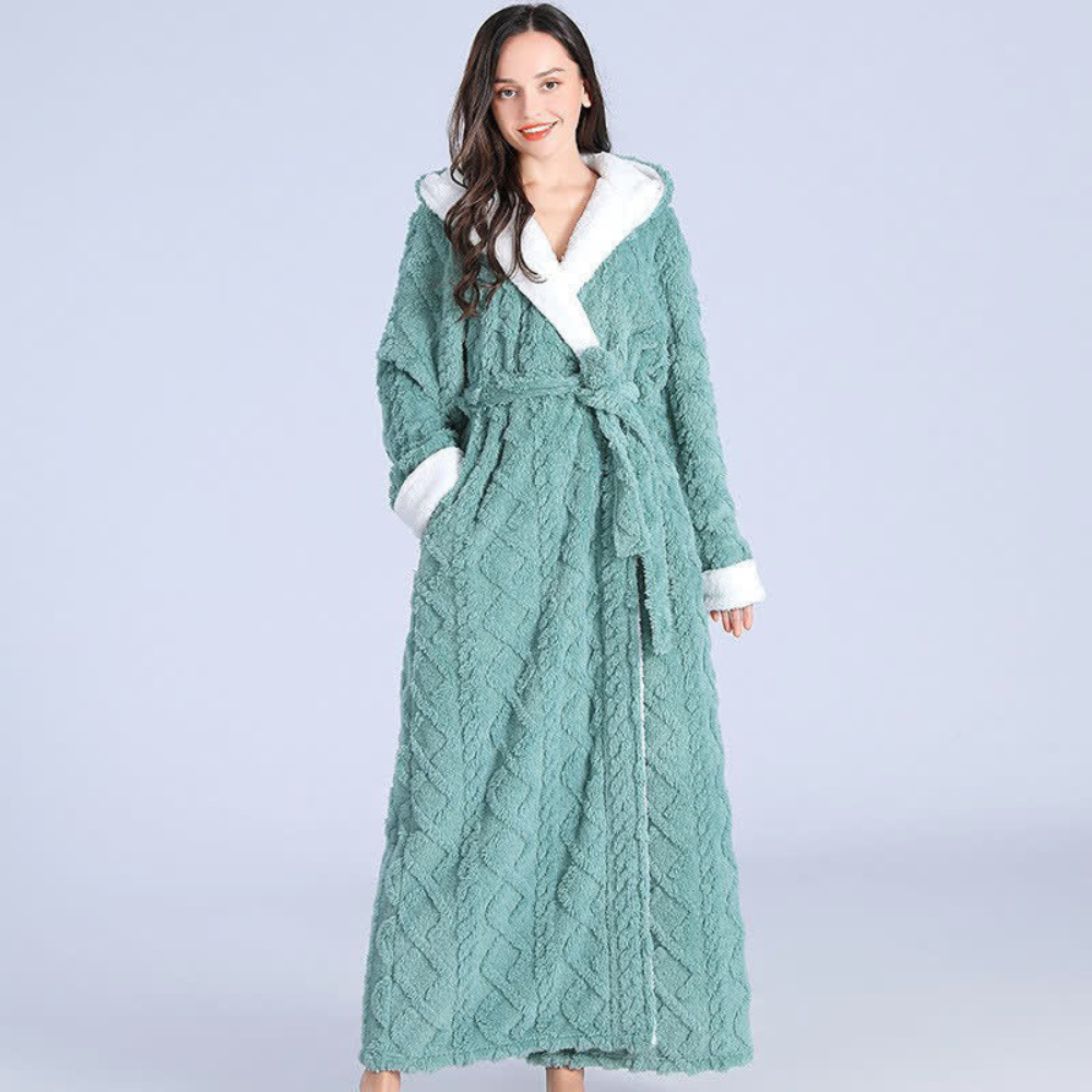 Hendrano™ Long Plush Hooded Robe with Two Large Front Pockets
