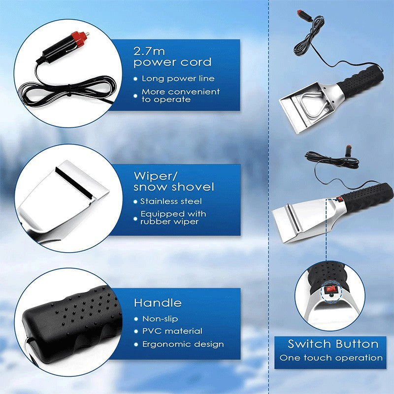 Hendrano™ 12V Heated Ice Scraper for Faster Windshield Clearing