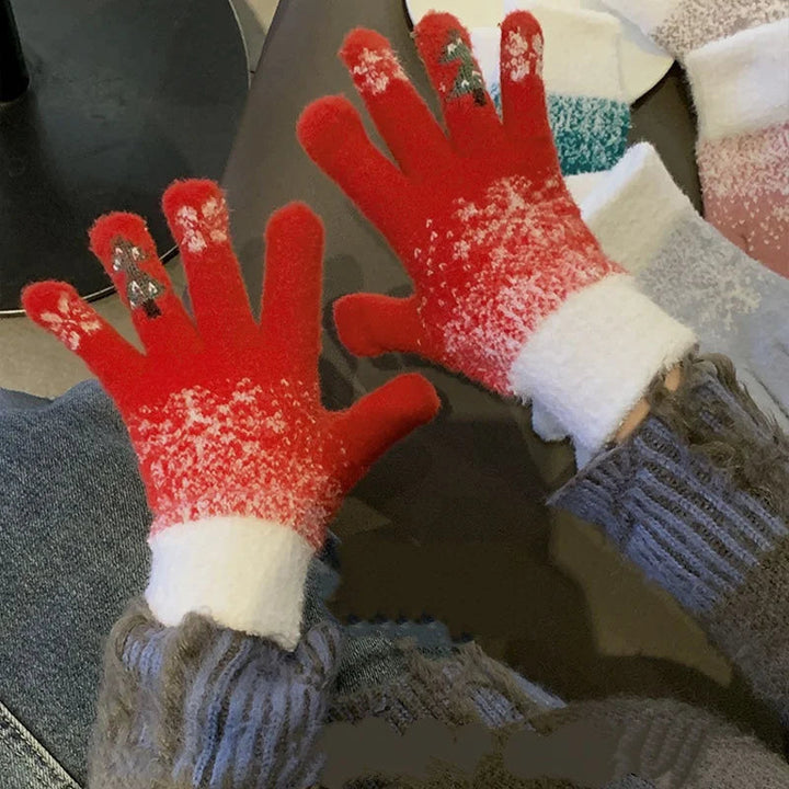 Hendrano™ Festive Fleece-Lined Convertible Fingerless Knit Gloves