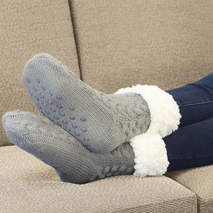 Thick Fleece-Lined Slipper Socks with Non-Slip Bottoms