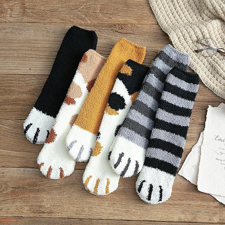 Hendrano™ Cozy Cat Paw Socks in Soft Coral Fleece, One Size Fits Most