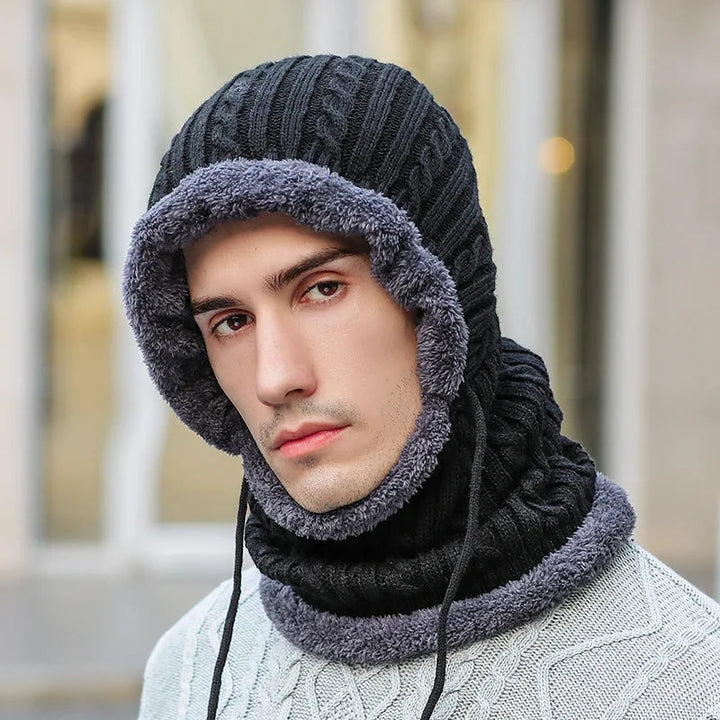 Hendrano™ Knit Balaclava Hat with Attached Scarf and Fleece Lining
