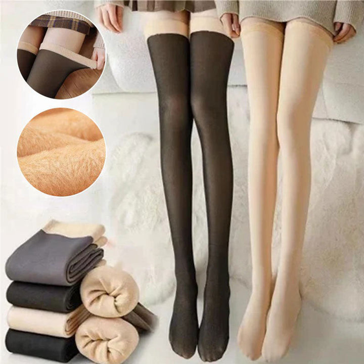 Thick Fleece-Lined Thigh-High Socks That Stay Up