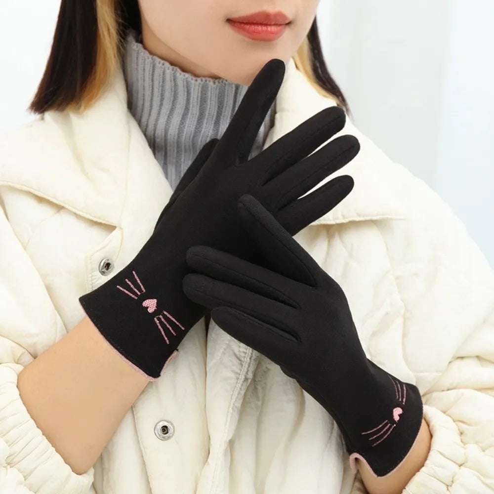 Cute Cat Touchscreen Winter Gloves for Women