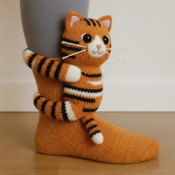 Socks with 3D crochet sloth on ankle