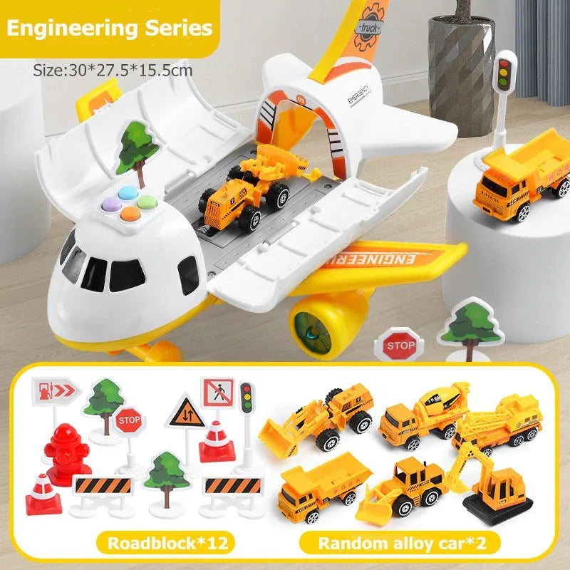 XL Airplane Toy Set with Cars, Crane and Road Signs, 20 Pieces