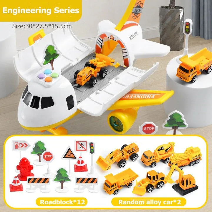 XL Airplane Toy Set with Cars, Crane and Road Signs, 20 Pieces