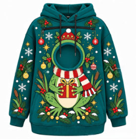 Hoodie with a cat peeking out of the pocket