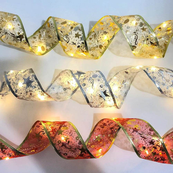 Double-Layer Christmas Ribbon with 50 Built-In LED Lights