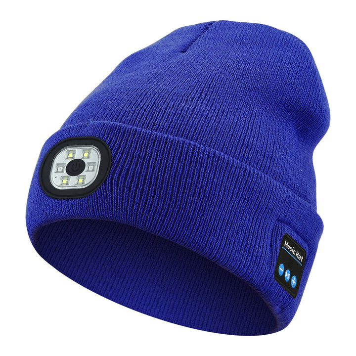 Knit beanie with front LED light