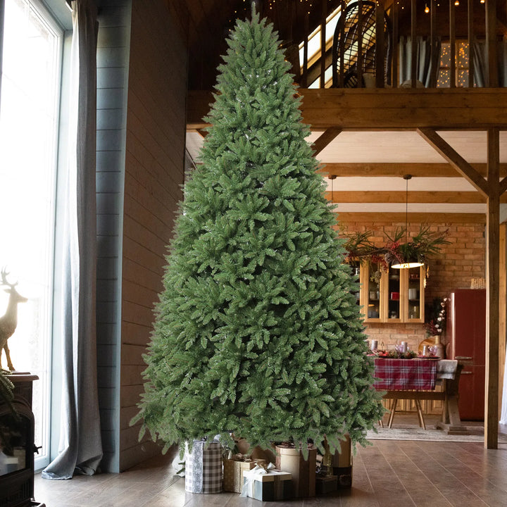 Tall pre-lit 10 ft Christmas tree
