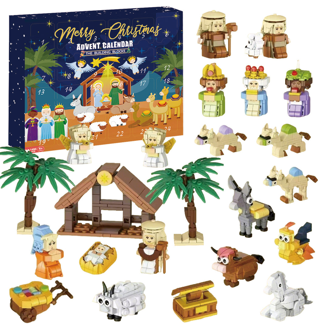 Christmas advent calendar with 24 mini brick building boxes
