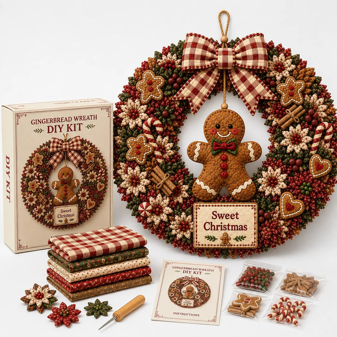 DIY fabric Christmas wreath kit with snowman