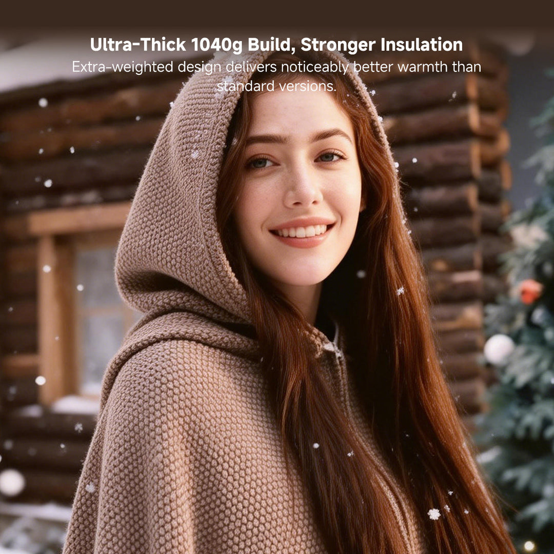 Hendrano™ Hooded USB Heated Shawl with Zipper and 3 Heat Settings