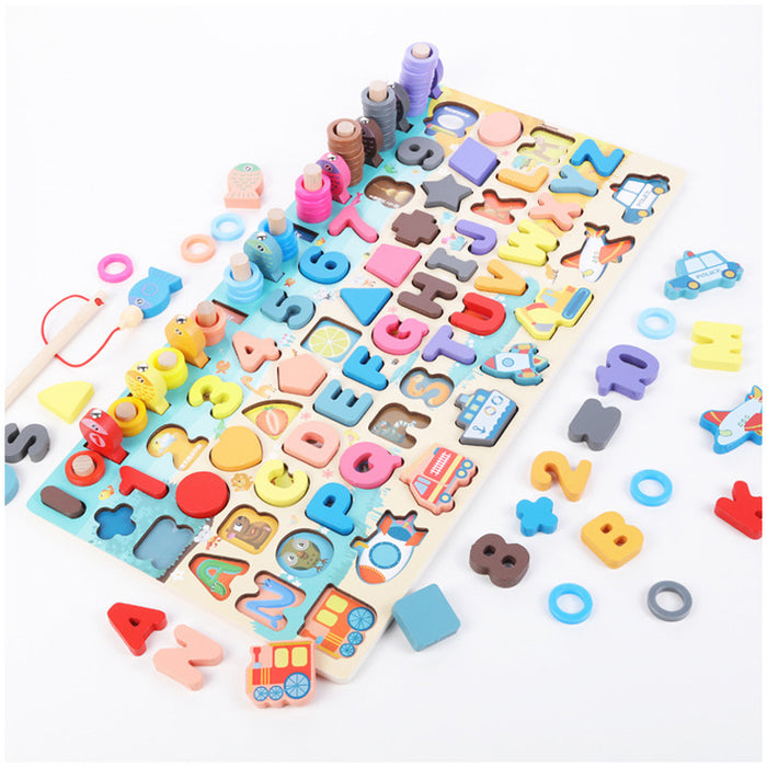 Hendrano Wooden Montessori Math Board with Magnetic Fishing Game