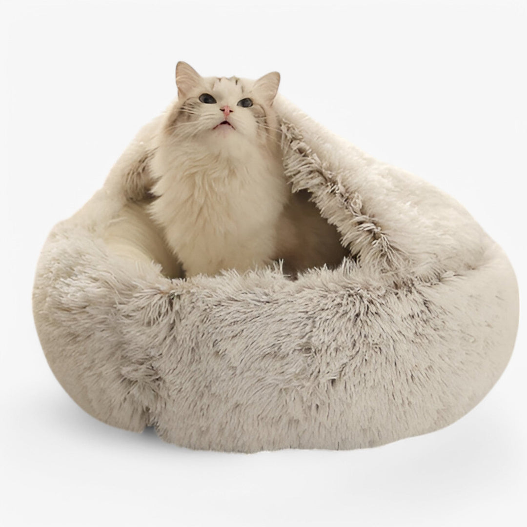Hendrano™ Round Faux Fur Pet Bed with Washable Cover and Non-Slip Bottom