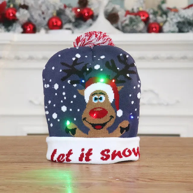 Hendrano™ Light-Up LED Knit Christmas Beanie for Kids &amp; Adults