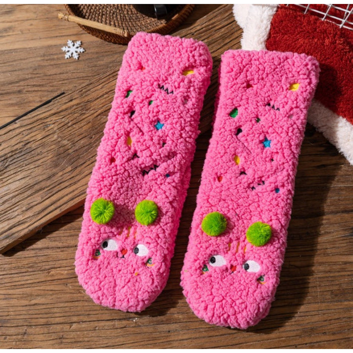 Hendrano Fluffy Floor Socks with Embroidered Faces